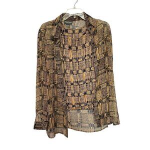 Notations‎ Clothing Co. Chiffon Blouse Set Black, Brown, Tan Women's Size Small